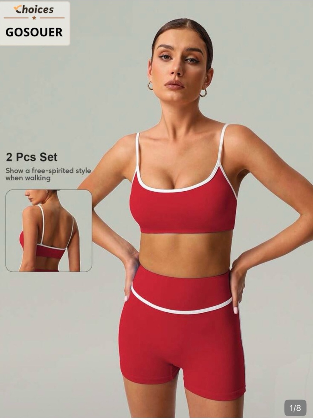 Red Seam-Trim Bralette & High-Waist Shorts Set